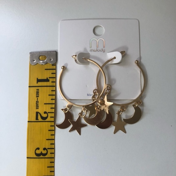 RESTOCK Gold moon and stars charm hoop earrings - Picture 6 of 6